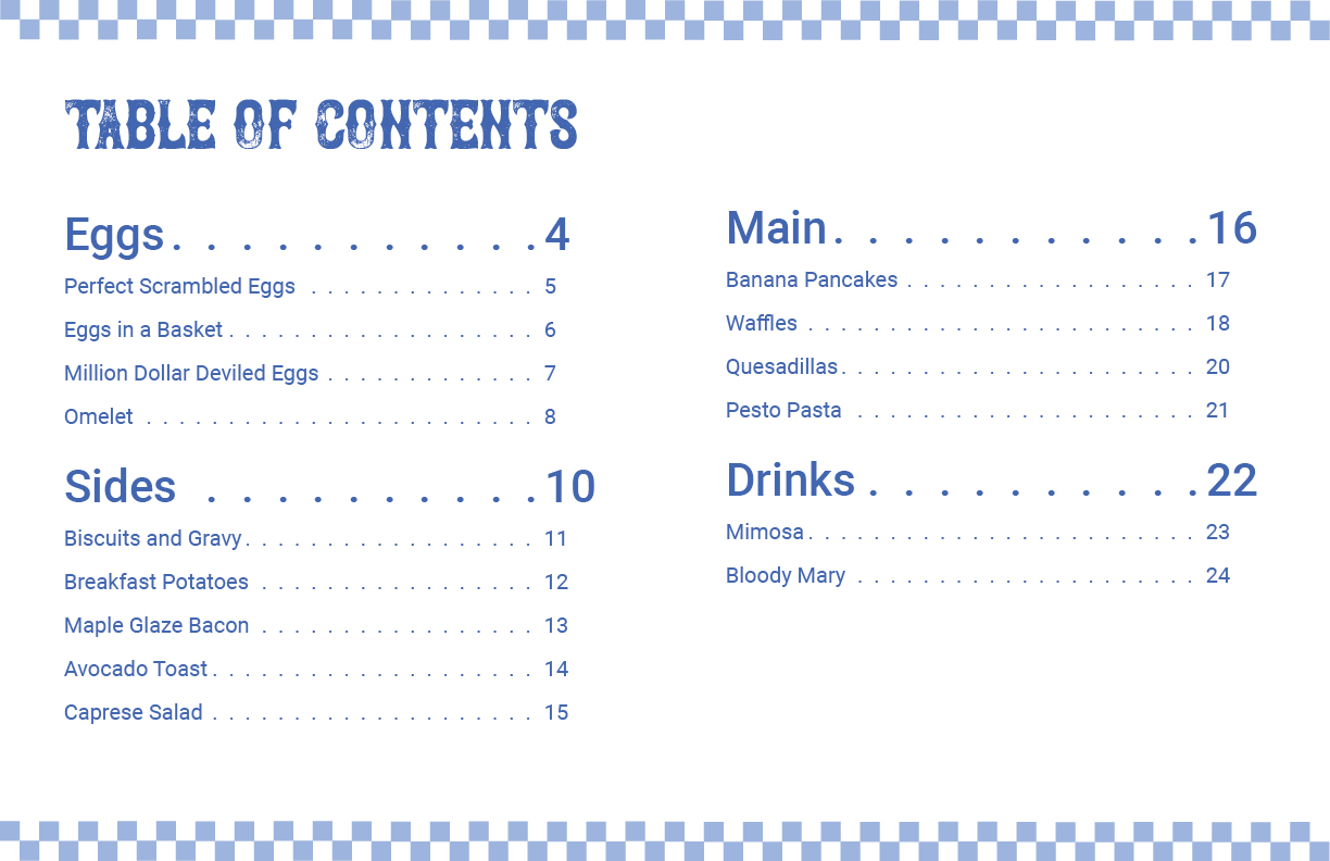 Brunch Book Table of Contents