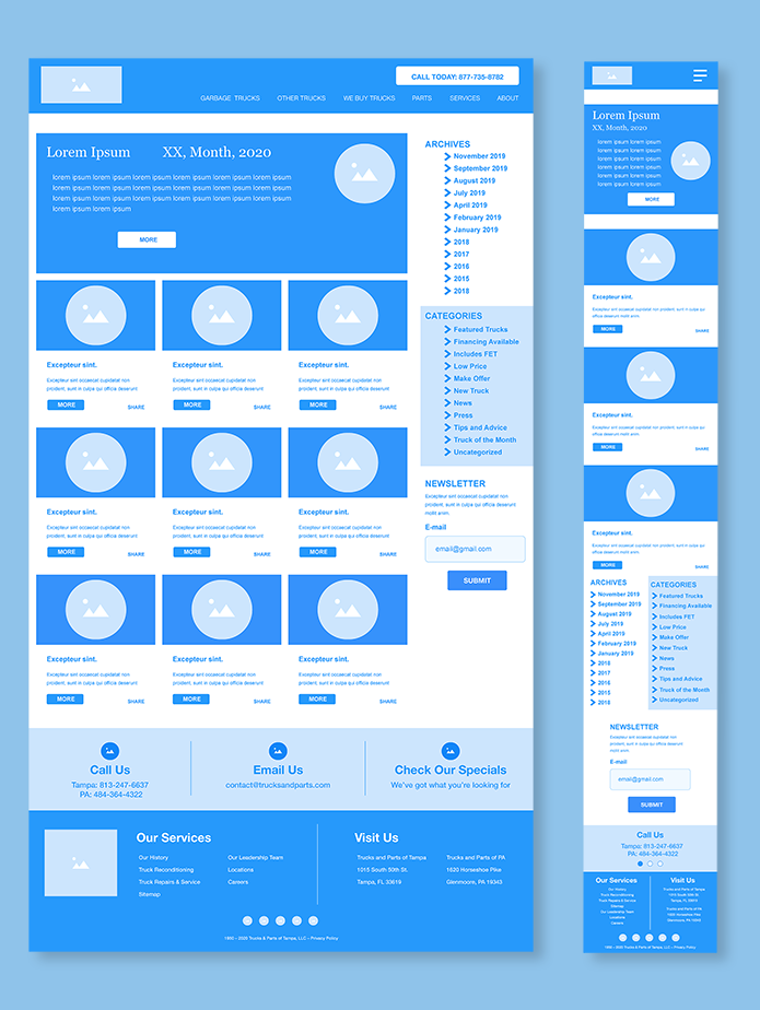 Trucks and Parts Wireframe